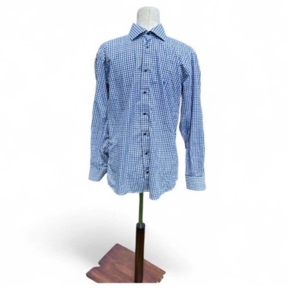 Givenchy Men Blue Checkered Long Sleeve Button Up Shirt Size Medium - Picture 3 of 7